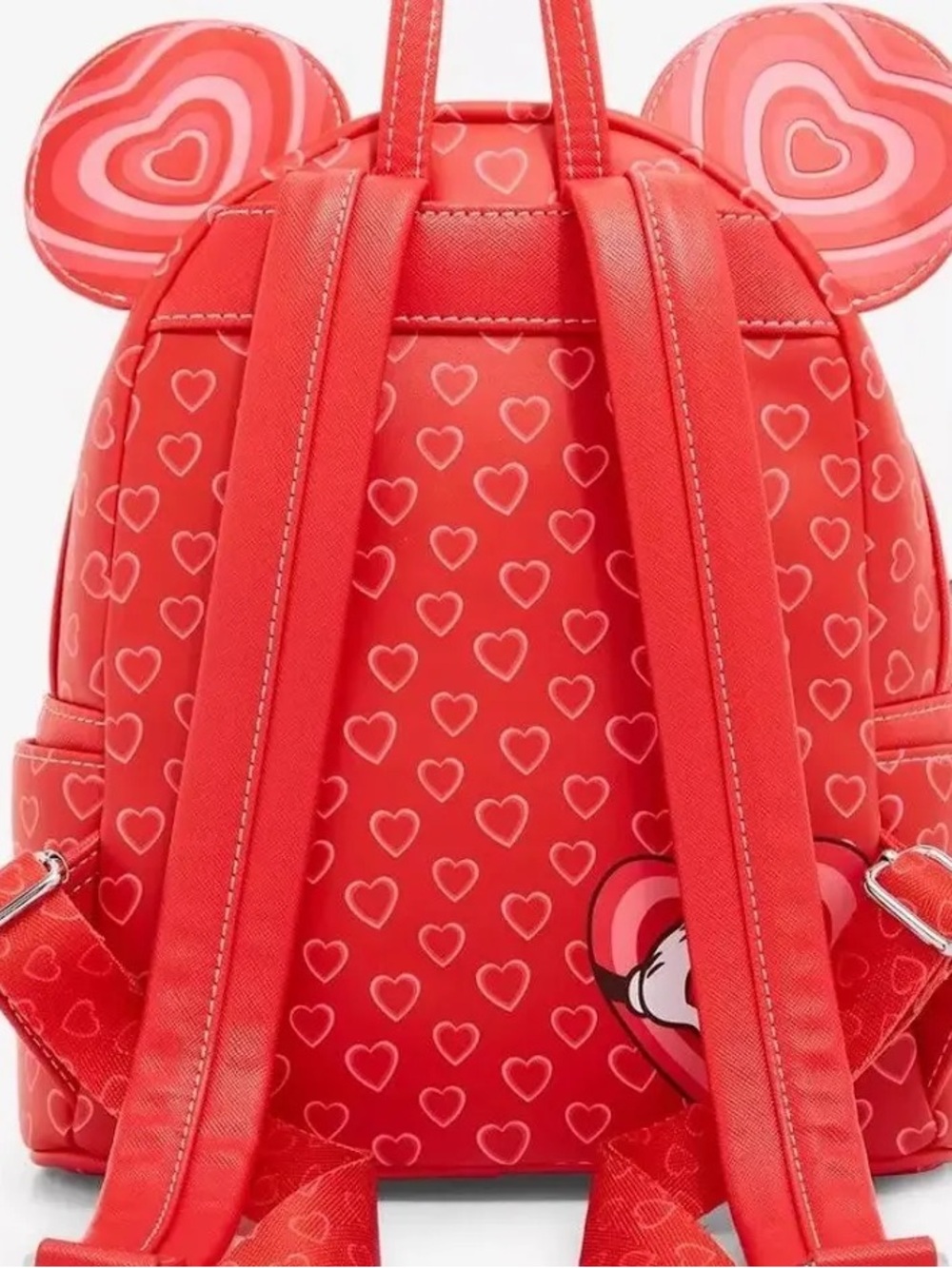 Loungefly Exclusive Disney Red & Pink Minnie and Mickey Heart Mini Backpack - Picture 2 of 9